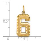14k Large Brushed Diamond-cut  Number 6 Charm - Image 4