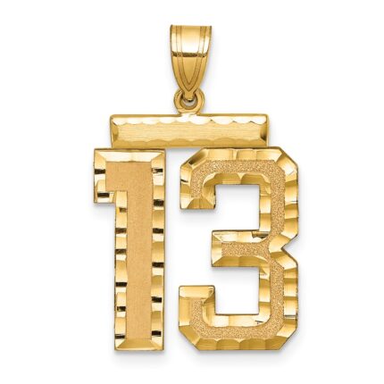 14k Large Brushed Diamond-cut Number 13 Charm