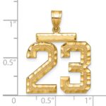 14k Large Brushed Diamond-cut Number 23 Charm - Image 2