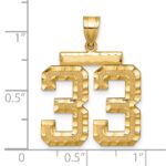 14k Large Brushed Diamond-cut Number 33 Charm - Image 2