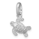 Sterling Silver Rhodium-plated Polished Small Swimming Turtle Pendant - Image 4