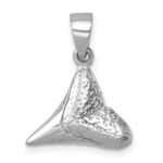 Sterling Silver Rhodium-plated Polished Shark Tooth Pendant