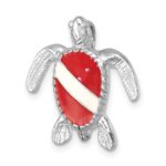 Sterling Silver Rhodium-plated Enameled Polished Dive Flag Turtle Chain Slide - Image 4