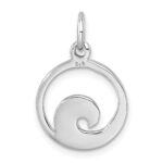 Sterling Silver Rhodium-plated Polished Enameled Wave Pendant - Image 3