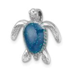 Sterling Silver Rhodium-plated Enameled Turtle Chain Slide - Image 4