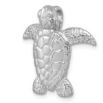 Sterling Silver Rhodium-plated Polished and Textured Turtle Chain Slide - Image 4