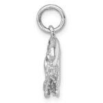 Sterling Silver Rhodium-plated Polished Curled Gator Pendant - Image 2