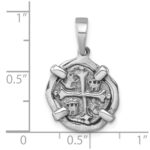 Sterling Silver Rhodium-plated Polished and Antiqued Medieval Coin Pendant - Image 5