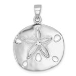 Sterling Silver Rhodium-plated Polished Sand Dollar Pendant
