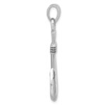 Sterling Silver Rhodium-plated Polished and Antiqued Hook Pendant - Image 2