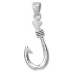 Sterling Silver Rhodium-plated Polished and Antiqued Hook Pendant - Image 4