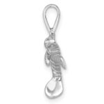 Sterling Silver Rhodium-plated Polished Manatee Pendant - Image 2