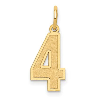 14k Medium Satin Number 4 Charm