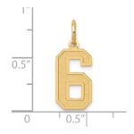 14k Medium Satin Number 6 Charm - Image 4
