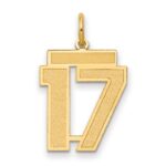 14k Medium Satin Number 17 Charm