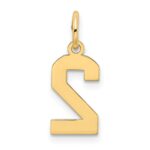 14k Small Satin Number 2 Charm - Image 3