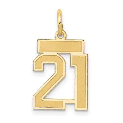14k Small Satin Number 21 Charm