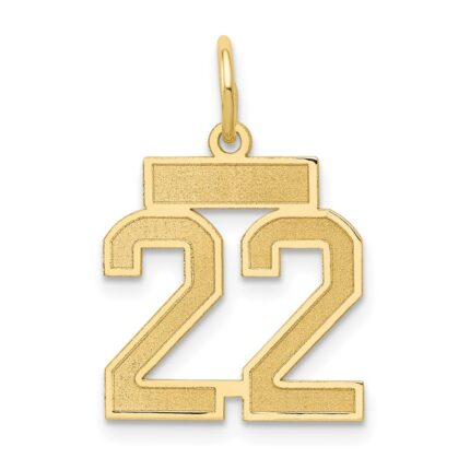 14k Small Satin Number 22 Charm