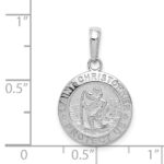 14k White Gold Polished Solid Saint Christopher Medal Charm - Image 3