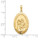 14k Polished Solid Saint Christopher Medal Oval Pendant - Image 4