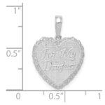 14K White Gold Reversible FOR MY DAUGHTER / YOU ARE MY PRIDE AND JOY Heart Pendant - Image 4