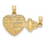 14K Polished 2-Piece Break-Apart HE WHO HOLDS THE KEY CAN UNLOCK MY HEART Charm