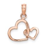 14K Rose Gold Polished Intertwined Double Heart Pendant - Image 3