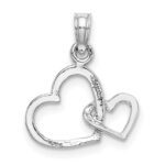 14K White Gold Polished Intertwined Double Heart Pendant - Image 3