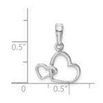 14K White Gold Polished Intertwined Double Heart Pendant - Image 4