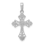 14k White Gold Filigree Cross Charm - Image 3