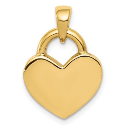 14k and White Rhodium Hollow Polished 3-D Reversible Heart Charm
