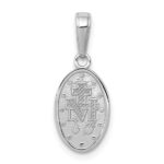 14k White Gold Polished and Satin Solid Miraculous Medal Oval Charm - Image 3