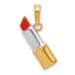 14K and White Rhodium Red Enameled Lipstick Charm