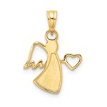 14k and White Rhodium Diamond-cut Angel Holding Heart Pendant - Image 3