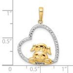 14k and White Rhodium Diamond-cut Puppy in Heart Pendant - Image 4