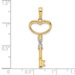 14k and White Rhodium Diamond-cut Heart Key Pendant - Image 4