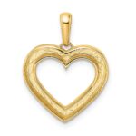 14k and White Rhodium Diamond-cut Fancy Heart Pendant - Image 3