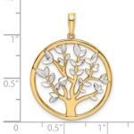 14k and White Rhodium Diamond-cut Tree of Life Pendant - Image 4