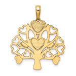 14k and White Rhodium Diamond-cut Heart Tree of Life Pendant - Image 3