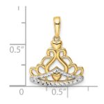 14k and White Rhodium Diamond-cut Crown Pendant - Image 4