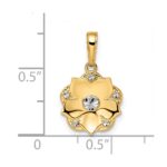 14k and White Rhodium Diamond-cut Flower Pendant - Image 4
