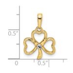 14k and White Rhodium Diamond-cut Clover Pendant - Image 4