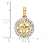 14K and White Rhodium Diamond-cut Four-leaf Clover Pendant - Image 3