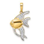 14k and White Rhodium Diamond-cut Angelfish Pendant