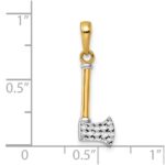 14k and White Rhodium Diamond-cut Axe Pendant - Image 2