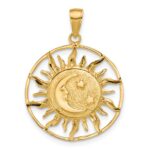 14k Diamond-cut Sun with Moon and Stars Charm
