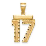 14k Medium Diamond-cut Number 17 Charm