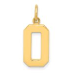 14k Medium Polished Number 0 Charm