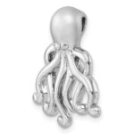 Sterling Silver Rhodium-Plated Polished and Brushed Octopus Pendant - Image 4