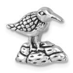 Sterling Silver Rhodium-plated Antiqued Sandpiper Chain Slide - Image 4